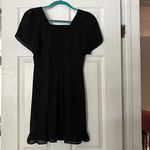 Black flutter sleeve dress